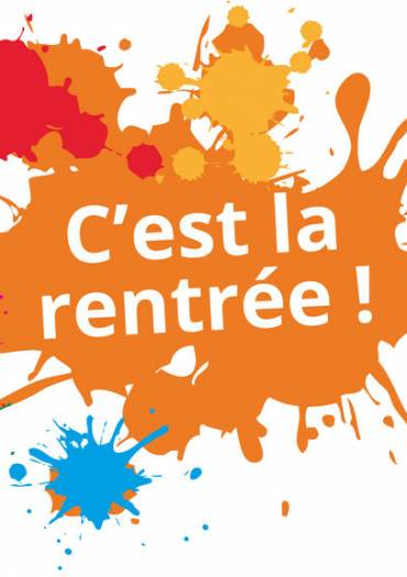 Tache de peinture avec écriture "c'est la rentrée ! "