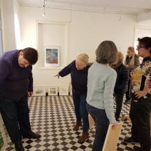 Installation de l'exposition Eaux et Lavis