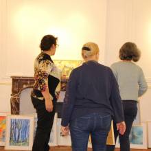 Installation de l'exposition Eaux et Lavis