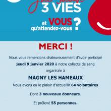 Remerciements pour avoir participé à la collecte du jeudi 9 janvier 2020