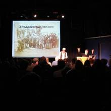 Riton la manivelle et Philippe Luez à l'occasion de la commémoration de la commune