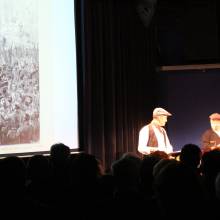 Riton la manivelle et Philippe Luez à l'occasion de la commémoration de la commune