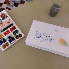 Visite du Salon des peintres par les enfants de la Commune