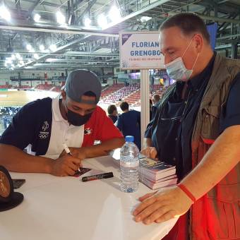 Florian Grengbo, médaillé de bronze de vitesse par équipe aux Jeux Olympiques de Tokyo