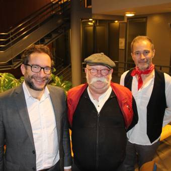 Riton la manivelle et Philippe Luez à l'occasion de la commémoration de la commune