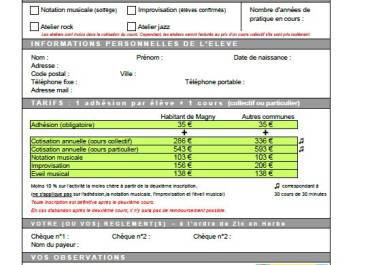 Fiche d'inscription