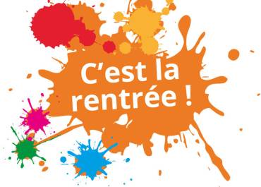 Tache de peinture avec écriture "c'est la rentrée ! "